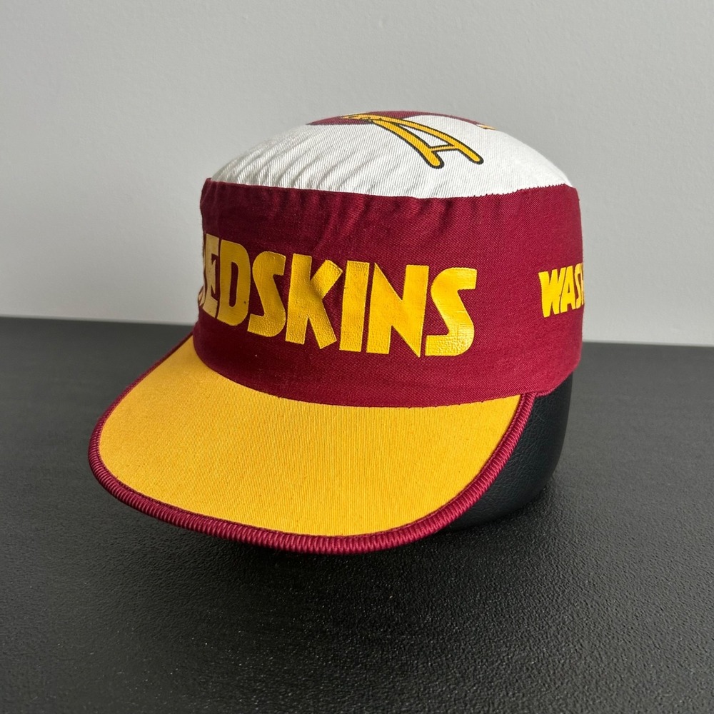 Vintage 80s Washington Redskins Painters Hat Cap Fitted One Size Red Yellow NFL